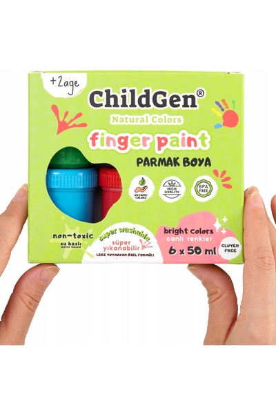 ChildGen Vopsele pentru pictură cu degetele, set de 6 culori, 6x50 ml, sigure
