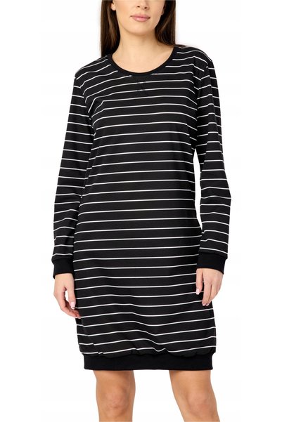 NO BRAND Cămașă de noapte / Pijama de damă, cu mânecă lungă, din bumbac, negr...
