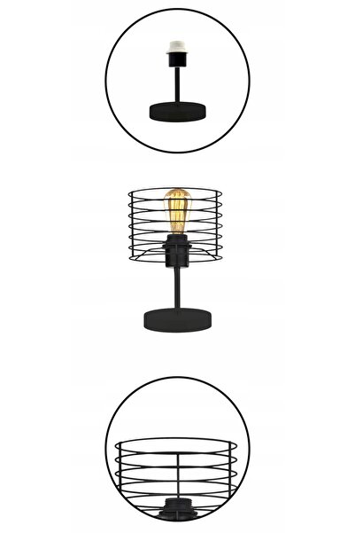 NO BRAND Lampă de masă modernă, neagră, stil loft, LED E27, cu fir, lumină de...