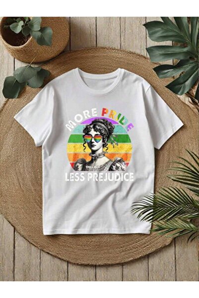 k222 تي شيرت نسائي من Vintage Sunset "More Pride, Less Prejudice" هدية مثالية...
