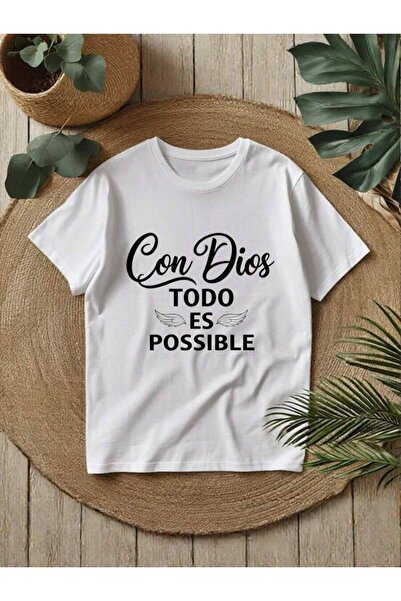 26LIK Women's 'Con Dios Todo Es Posible' Spanish Religious T-Shirt - Classic ...