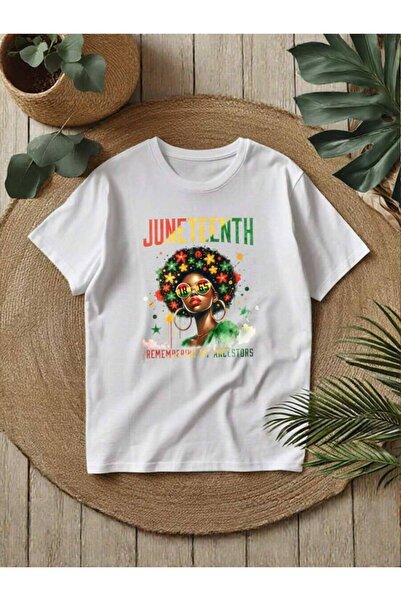 25W Women's Juneteenth 1865 Funny Print Crewneck Short Sleeve T-Shirt – New S...