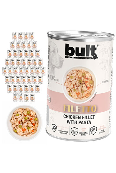 Bult Fileuri de carne hrană umedă pentru câini Pui și Paste Conservă 48x400g