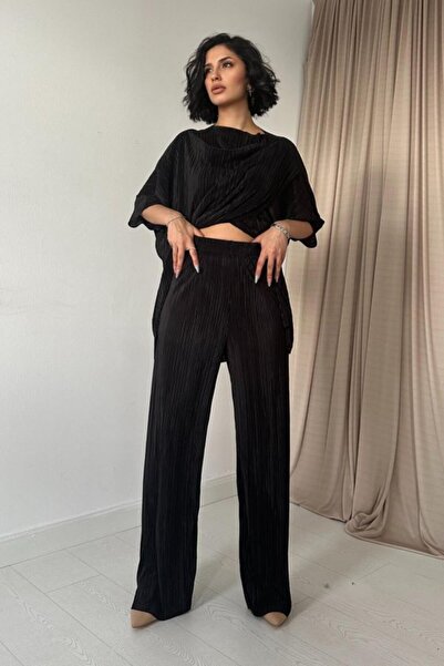 ELBEE Black ribbed t-shirt and pants set