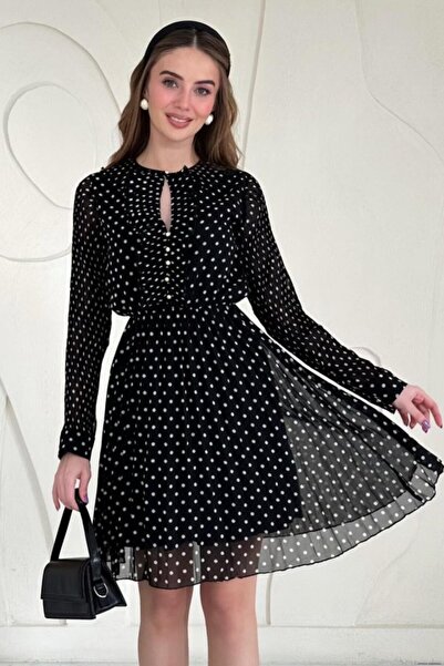 Generic Brand Black Polka Dot Chiffon Dress