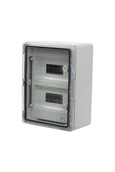 PLASTIM Cutie modulara IP65 din ABS gri, usa transparenta, 2 x 12 module, 300...