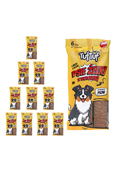Tuf Tuf TufTuf Dog Gummies Strips recompense pentru câini cu vită 10x75g
