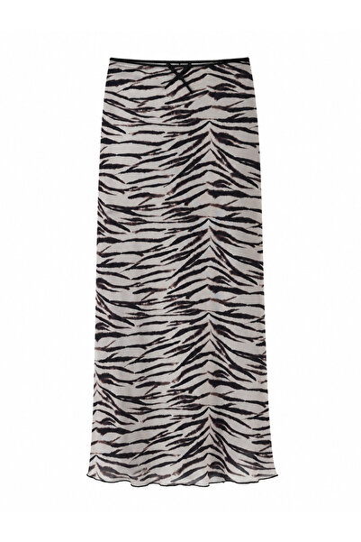 Buket Teke Zebra Desenli Astarlı Tül Etek