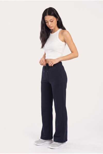 NOTHING Women's High Waist Elastic Waist Lace-Up Palazzo Sweatpants