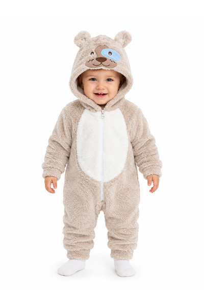 Chicsy Baby Girl Boy Baby Welsoft Plush Jumpsuit Hooded Zippered Winter Baby ...