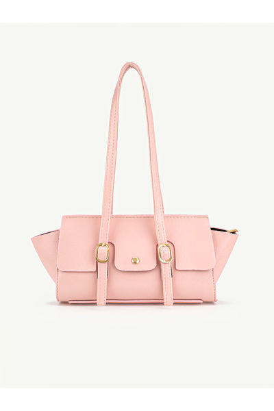 Beshora Yennefer Pink Belt Buckle Detailed Rectangular Baguette Handbag & Sho...