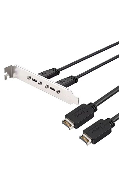 Alfais 6076 Type E to Type C Ön Panel Usb C Uzatma Kablosu Braket Adaptörü 3.1 Çevirici Dönüştürücü