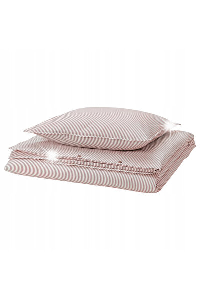 NO BRAND Set de lenjerie de pat 150x200, față de pernă 50x60, alb cu dungi ro...
