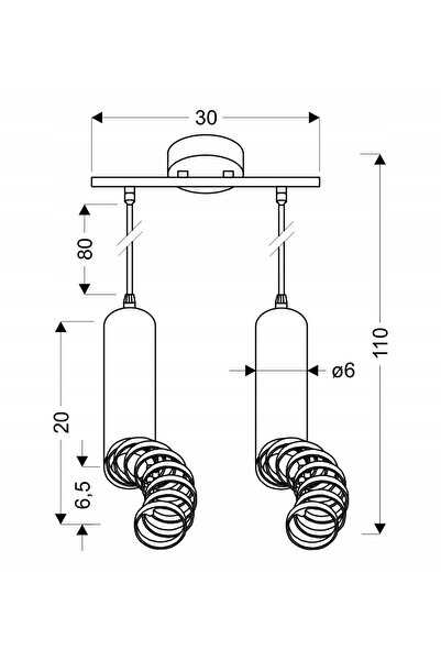 NO BRAND Lampă suspendată TUBA 2X50W GU10 NEGRU Candellux