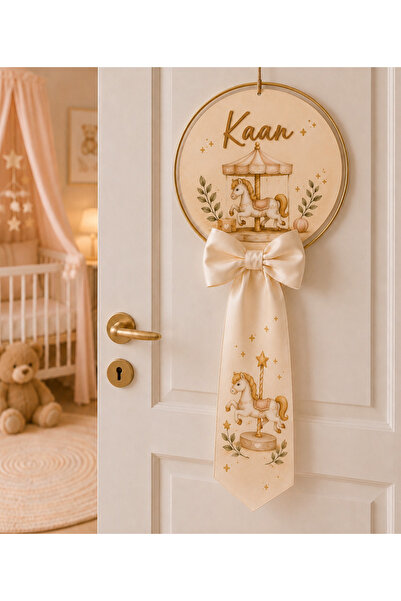 Yavuz Süs Circled Carousel Patterned Bow Baby Door Ornament