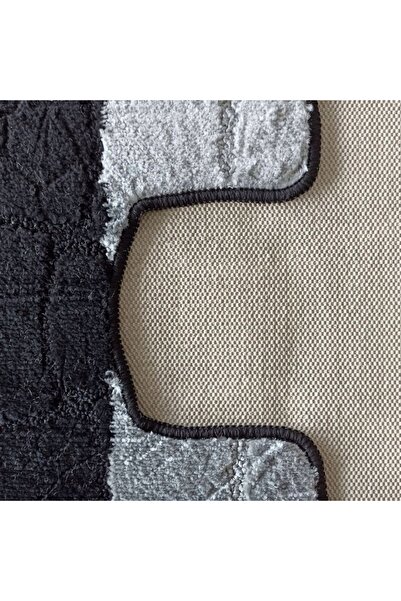 NO BRAND Covoraș de baie cu decupaj pentru toaletă Sareer negru Set 50cmx80cm