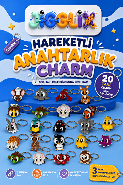 Kendin Seç Hareketli Anahtarlık Seti – 3 Tane Charm Figürünü Kendin Oluştur!