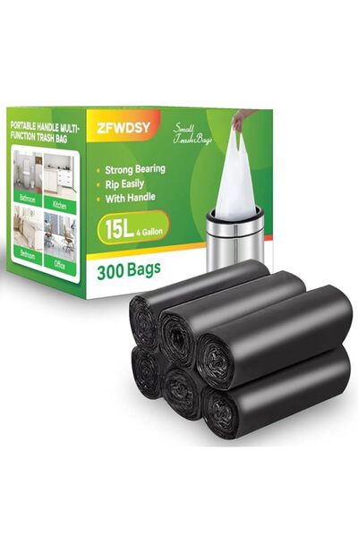 Generic Brand Small Trash Bags Handle 300 Counts 4 Gallon Garbage Can Liner 1...