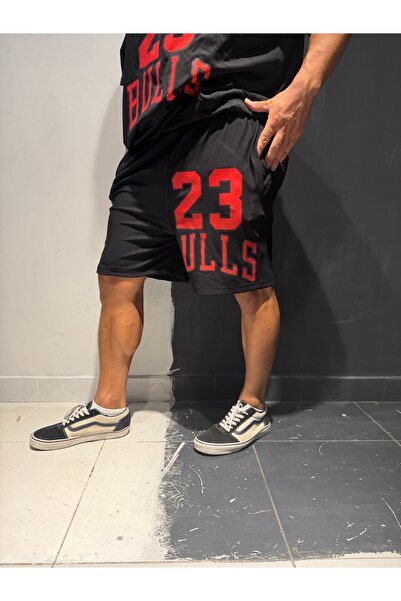 Bas Body FitnessWear Bull 23 Printed Twill Special Fabric Black Summer Shorts