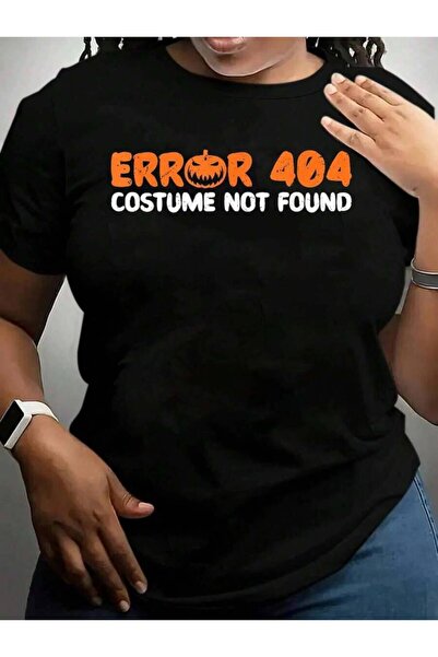 29CUN تي شيرت بطباعة جرافيكية سوداء بتصميم Error 404 Costume Not Found Trick ...