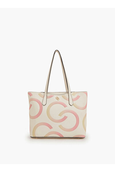 Celeste Monogram Print Tote Bag with Zip Closure