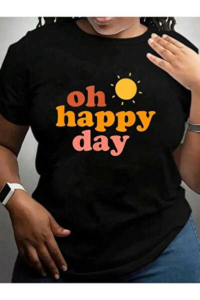9JY Oh Happy Day Cruise Vacation Trip Black Graphic T Shirts Tee