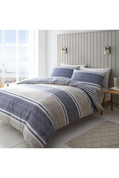 Generic Catherine Lansfield Bedding Textured Banded Stripe King Duvet Cover S...