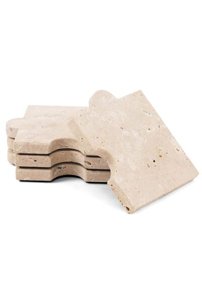 Generic Handmade Travertine Marble Puzzle Coasters Set of 4 – Stone Drink Pro...