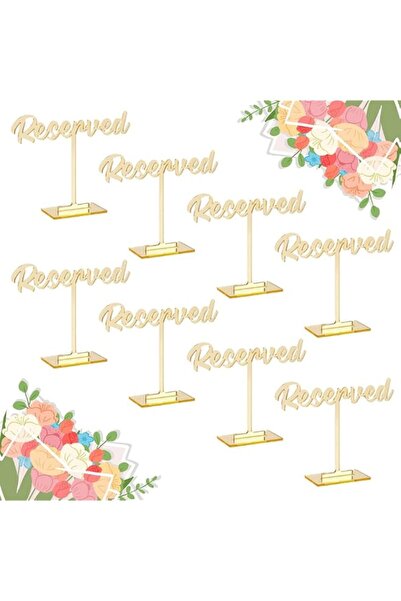 Generic Brand OLYCRAFT 8 Packs Acrylic Reserved Table Sign Golden Wedding Res...