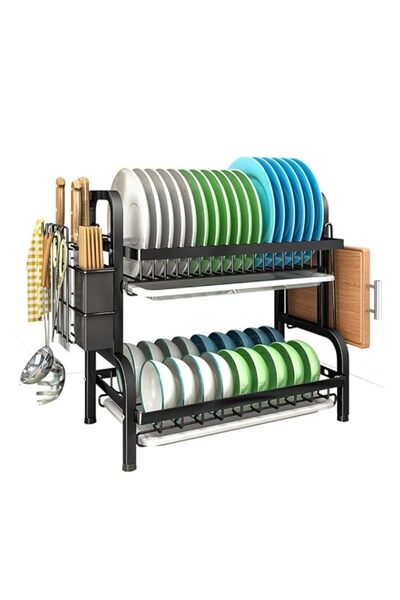 Generic Arabest Dish Drying Rack, 2 Tier Large Stainless Steel Adjustable Dis...