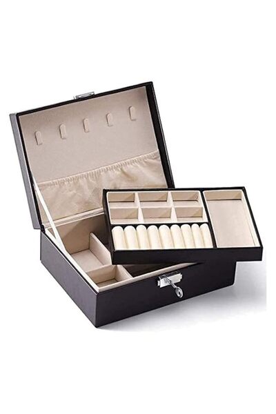 Generic Brand Sulfar Jewelry Box Organizer for Women Girls, 2 Layer Large Dis...