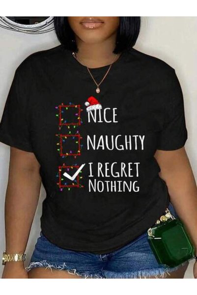 23ERVA Outfit Women, Nice Naughty I Regret Nothing Christmas List Funny Xmas ...