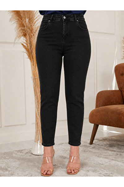 sion jeans بنطلون جينز نسائي أسود من Black Julia Milano Boyfriend مريح للارتد...
