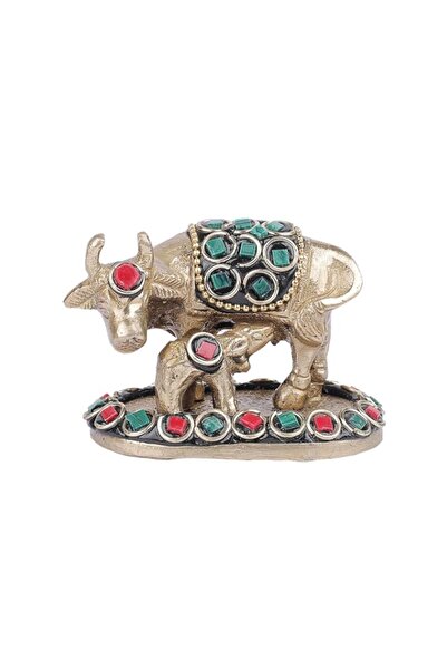 Generic Aatm Brass Kamdhenu Cow & Calf Idol | Handcrafted Sacred Figurine | 2...