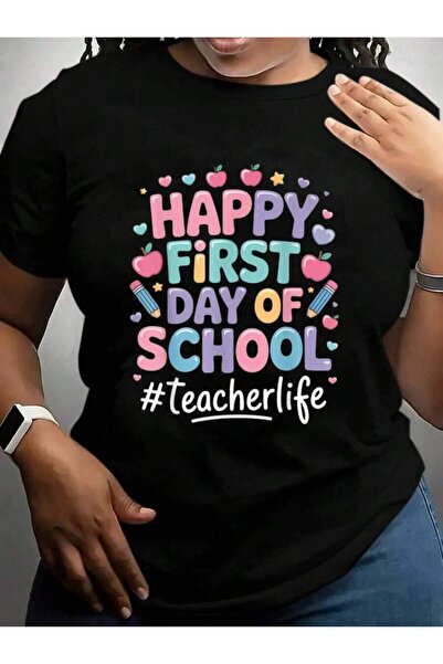 9JY Happy First Day Of Teachers Back To School Black Graphic T Shirts Tee