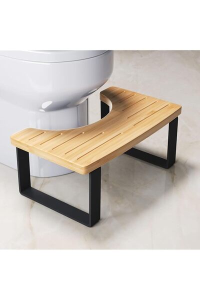 Generic Kzeirm Bamboo Toilet Stool Poop Stool Adult, Wooden Toilet Stool Squa...