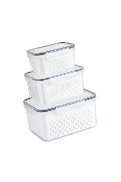 Generic Cryfokt Drain Storage Basket Box 3pcs Multipurpose Transparent Fruit ...