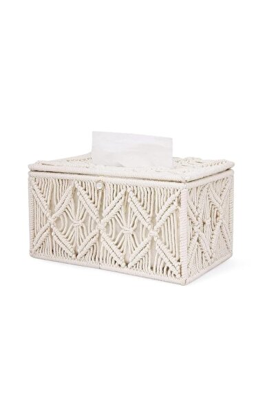 Generic Boho Decor Tissue Box Cover, Rectangle, Cotton, Ivory, Home Decor for...