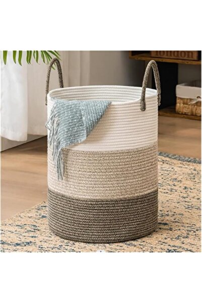 Generic Woven Rope Laundry Hamper with Handles, Tall Laundry Basket for Blank...