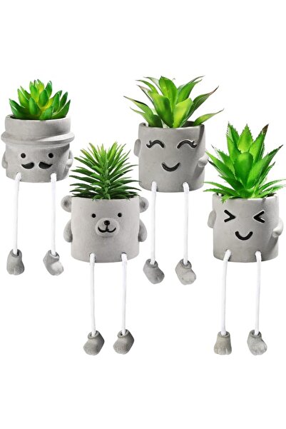 Generic Set of 4 Artificial Potted Plant, Cute Fake Succulent Plant with Hang...