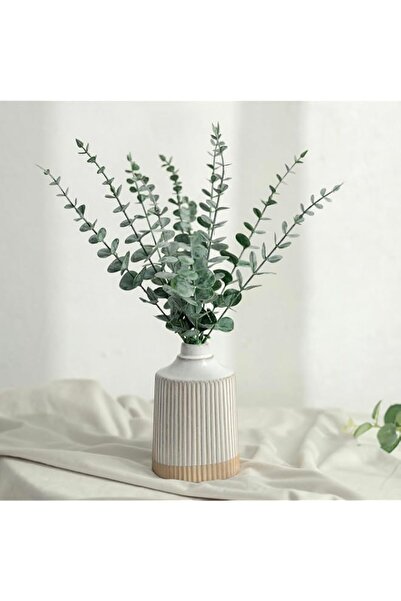 Generic Brand NUPTIO Artificial Eucalyptus in Ceramic Vase: Fake Plants Stems...