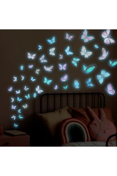 Generic Brand clothmile 64 Pieces Glow in The Dark Butterfly Wall Decals Blue...