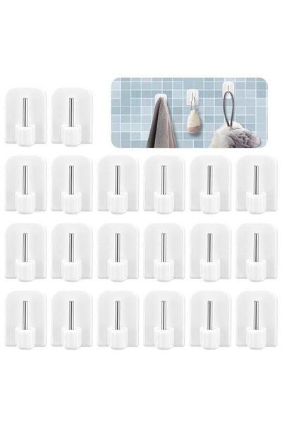 Generic Brand Self-Adhesive Curtain Hooks, Pack of 20 White Window Hooks for ...