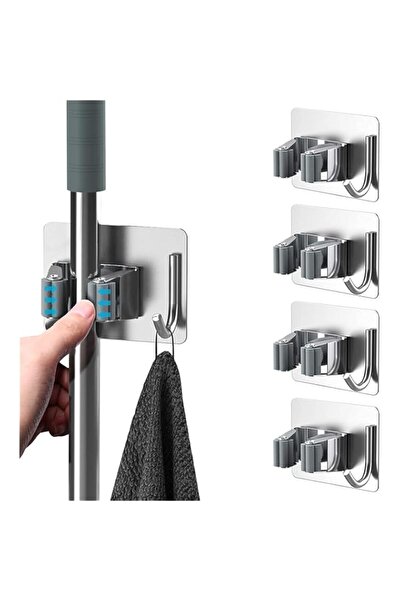 Generic DMG 5 Pcs Mop Broom Holder, Self Adhesive Stainless Steel Broom Stora...