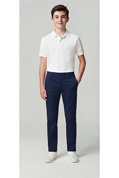 Baran Işık Pantaloni de școală din pânză gabardină unisex pentru copii Sümer ...