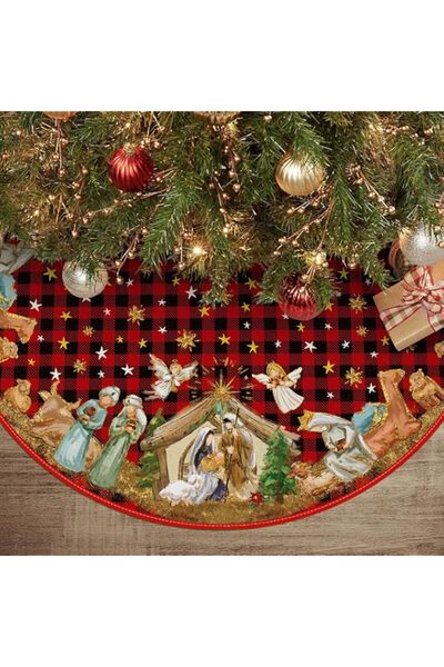 Generic Buffalo Plaid Christmas Tree Skirt 36 Inch, Winter Holiday Tree Decor...