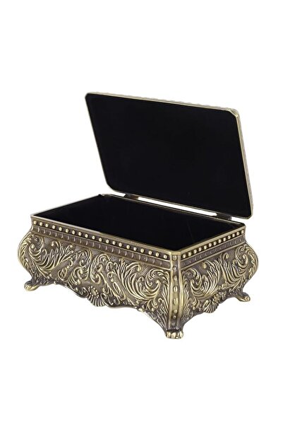 Generic Brand Metal Jewelry Box Rectangular Trinket Storage Box Vintage Jewel...