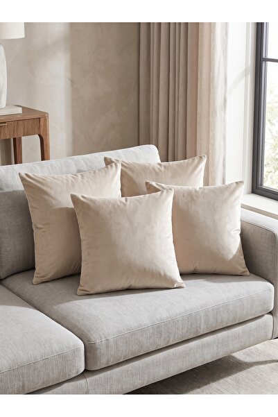 ELİTE COLLECTİON Set of 4 Velvet Cushion Covers 45X45 cm - Velvet Fabric Deco...