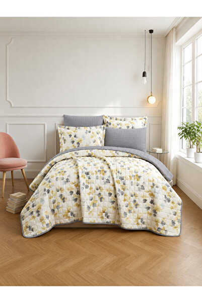 Alhabib bedding مفرش صيفي مضغوط قطن 100% بيج برسومات الزهور يناسب سرير 200x20...