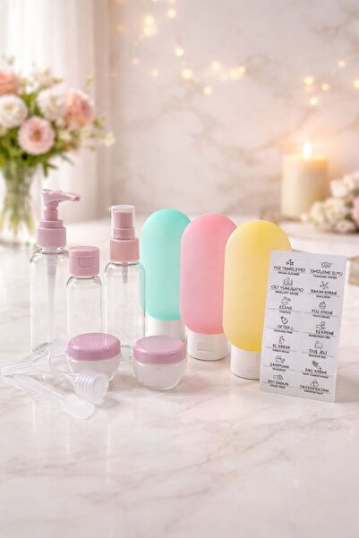 İnfeta 13 Piece Travel Kit with Labels Bath and Personal Care Set Bottle Suitable for International Travel